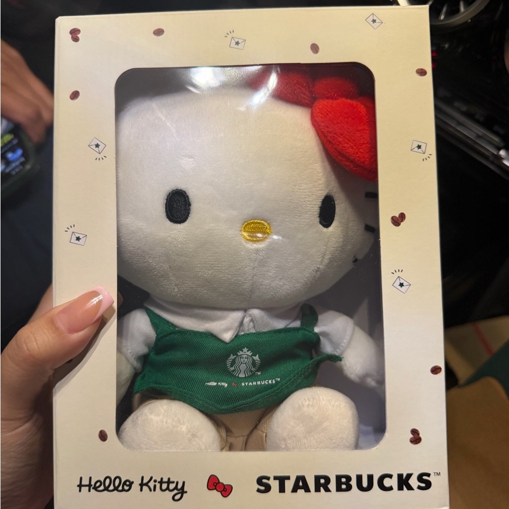 Starbucks Hello Kitty Plush with Red Bow and Green Apron